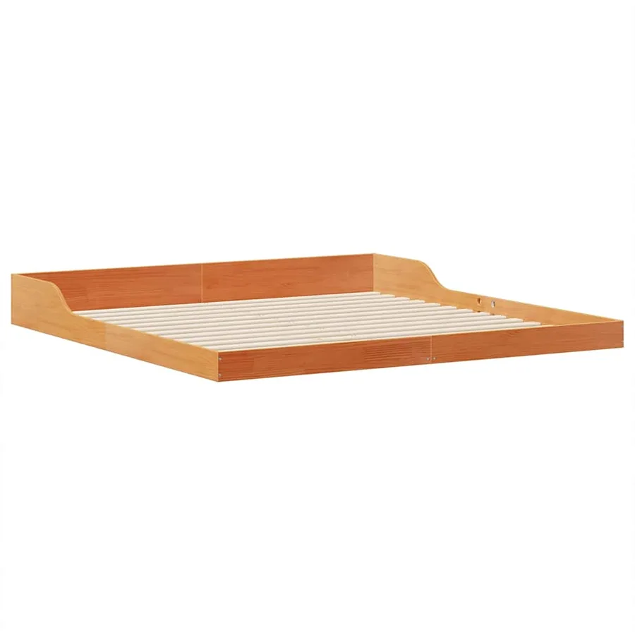 Cadre de lit Brun cire 200 x 220 cm Pin massif - 4