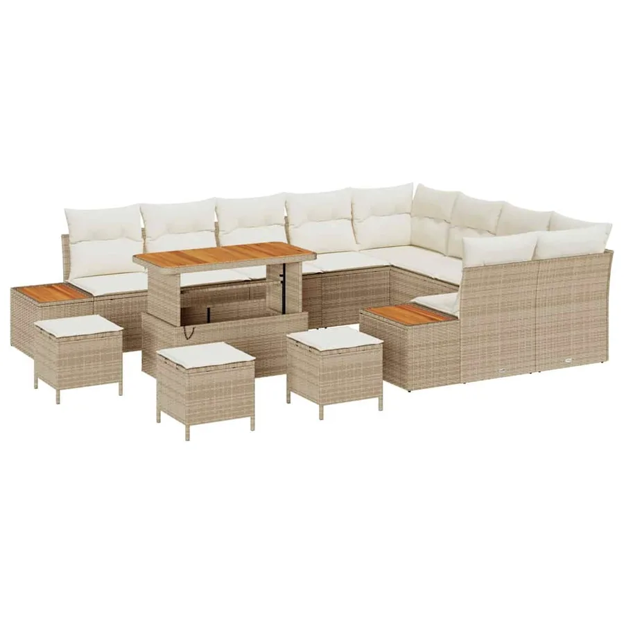 Ensemble de canapé de jardin 13 pcs Beige Poly rotin - 2