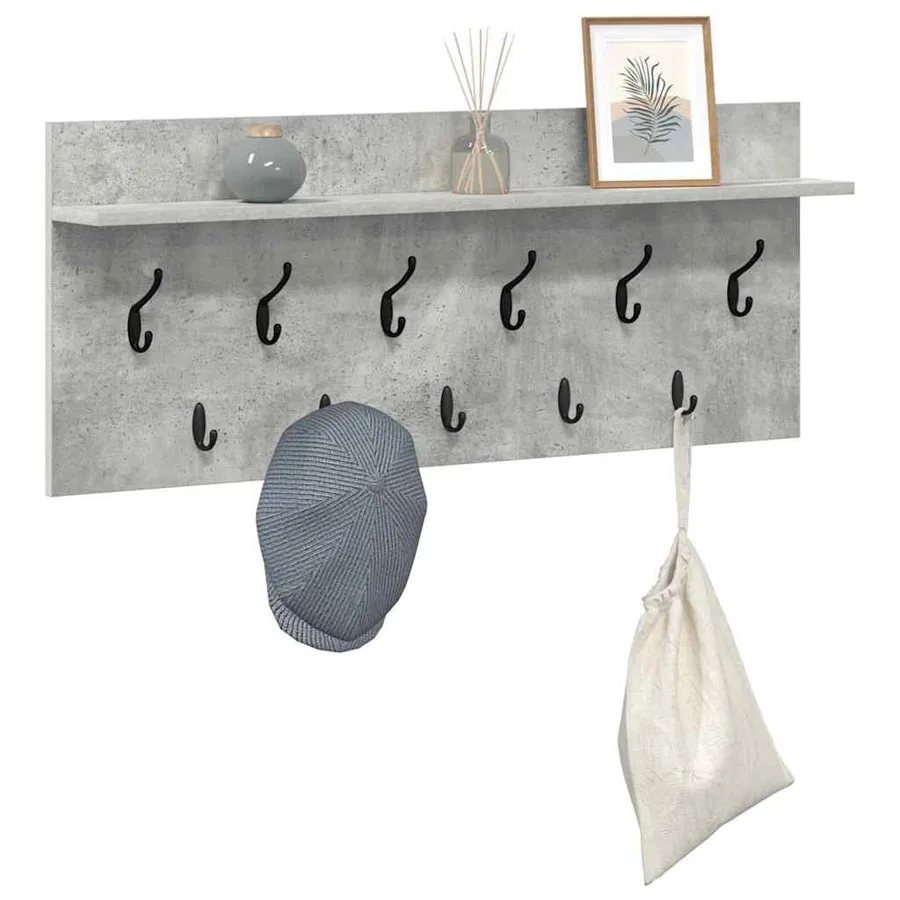 Porte-manteau mural avec étagère Gris béton 100 x 40 x 12 cm - 3
