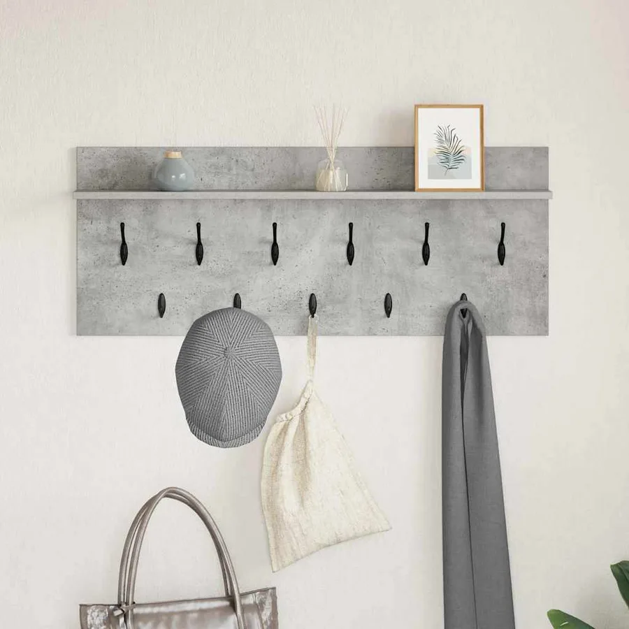 Porte-manteau mural avec étagère Gris béton 100 x 40 x 12 cm - 4