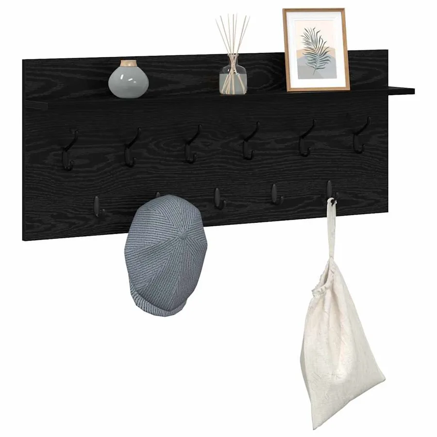 Porte-manteau mural avec étagère Chêne noir 100 x 40 x 12 cm - 3