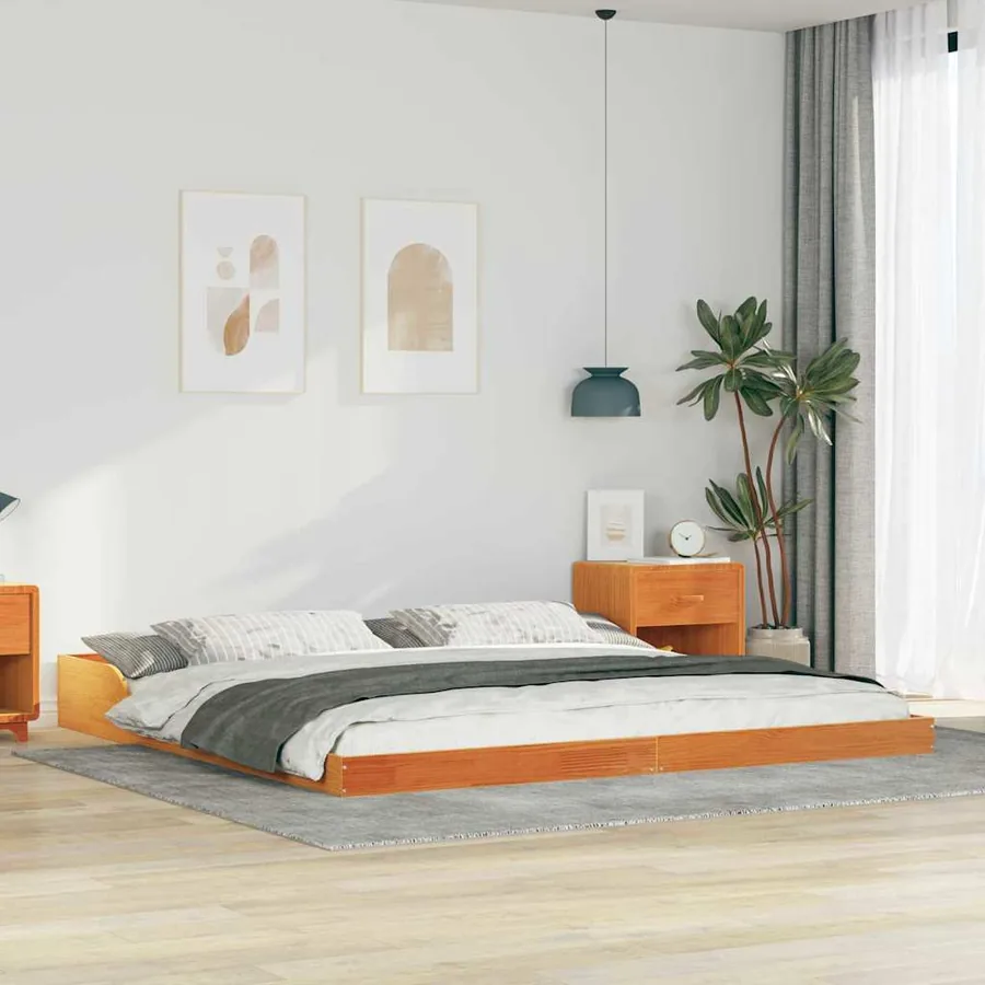 Cadre de lit Brun cire 180 x 200 cm Pin massif