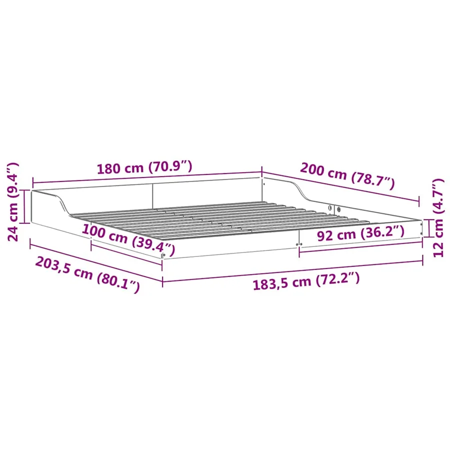 Cadre de lit Brun cire 180 x 200 cm Pin massif - 10