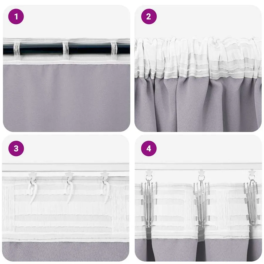 Rideaux occultants avec anneaux 2 pcs Gris métal 260 x 140 cm - 7