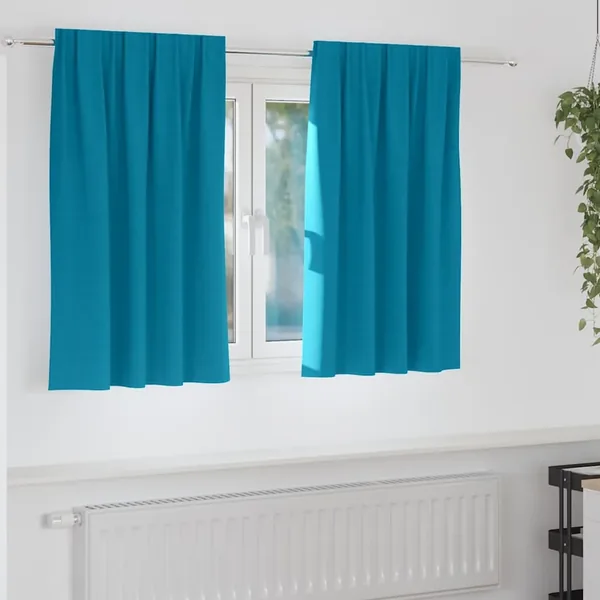 Rideaux occultants avec anneaux 2 pcs Turquoise 140 x 140 cm