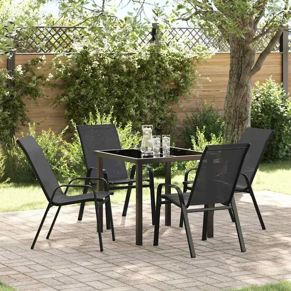 Ensemble de salle à manger pour jardin 5 pcs Noir
