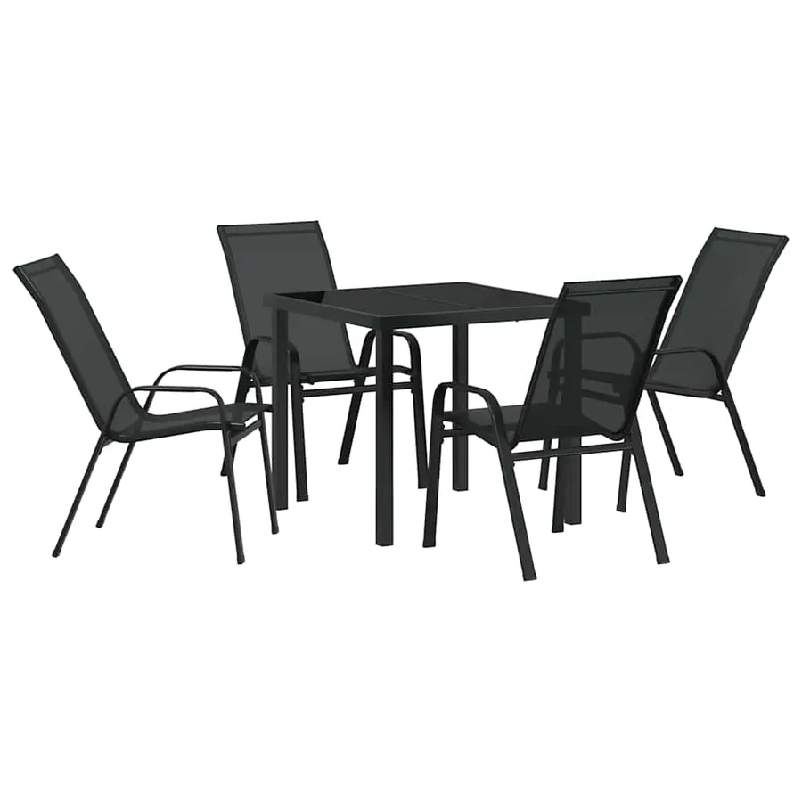 Ensemble de salle à manger pour jardin 5 pcs Noir - 2
