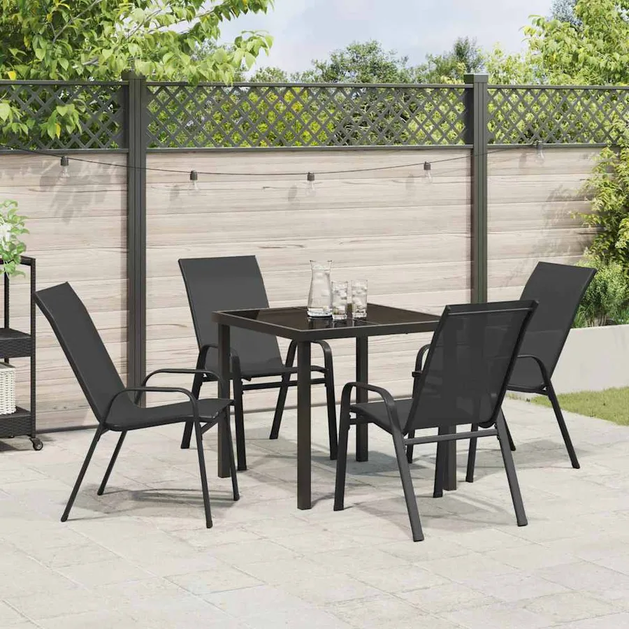 Ensemble de salle à manger pour jardin 5 pcs Noir - 4