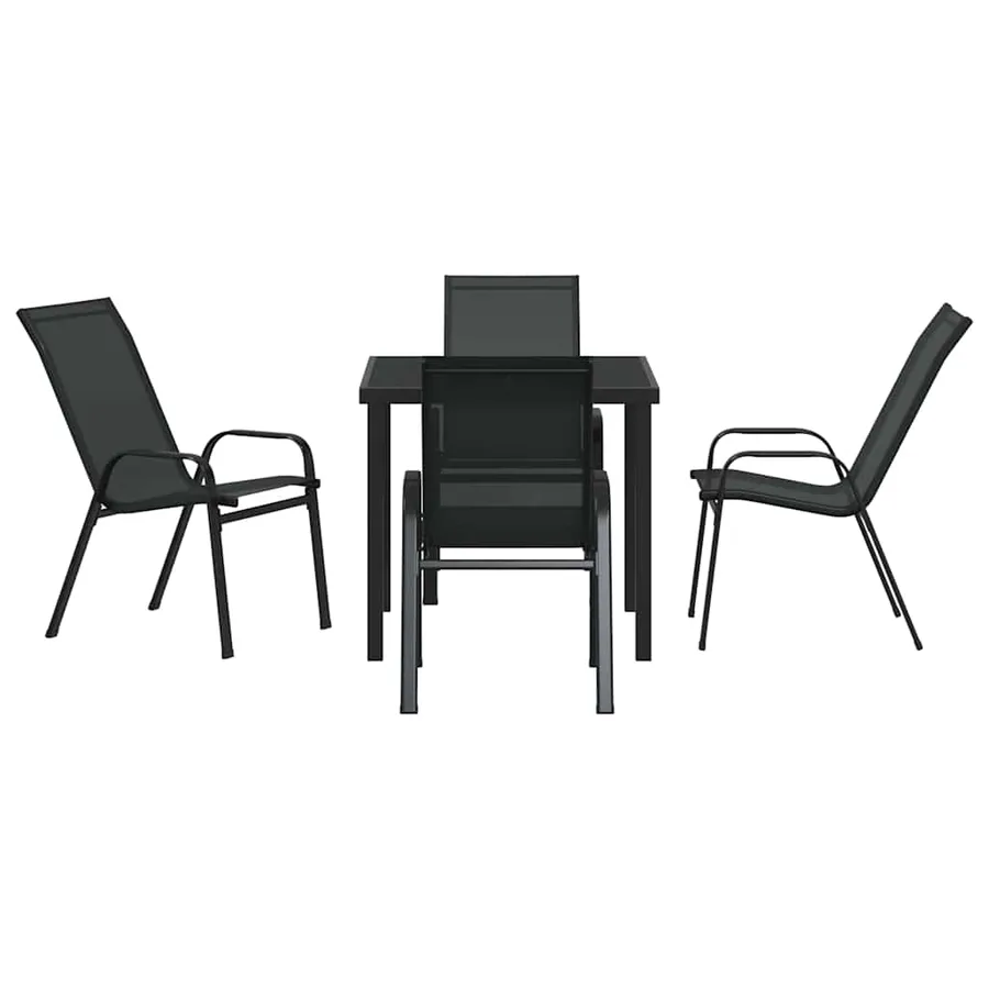 Ensemble de salle à manger pour jardin 5 pcs Noir - 7