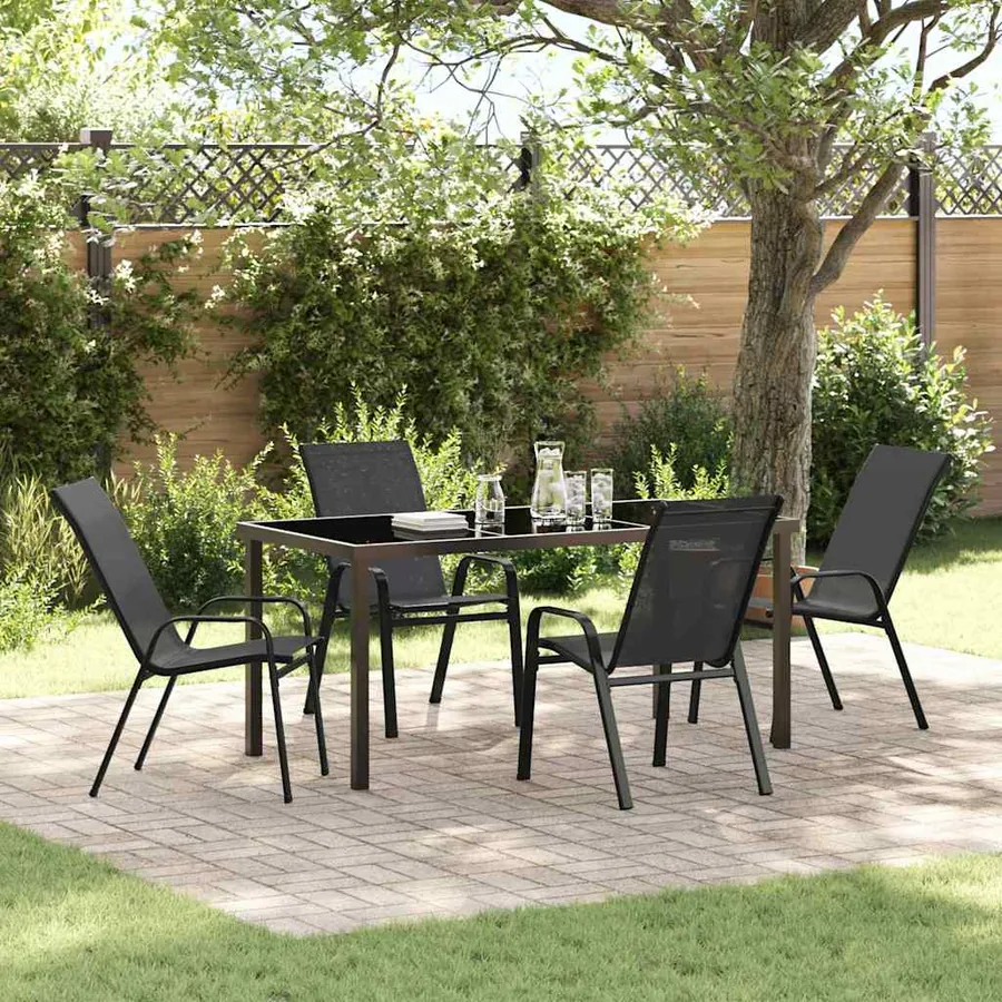 Ensemble de salle à manger pour jardin 5 pcs Noir