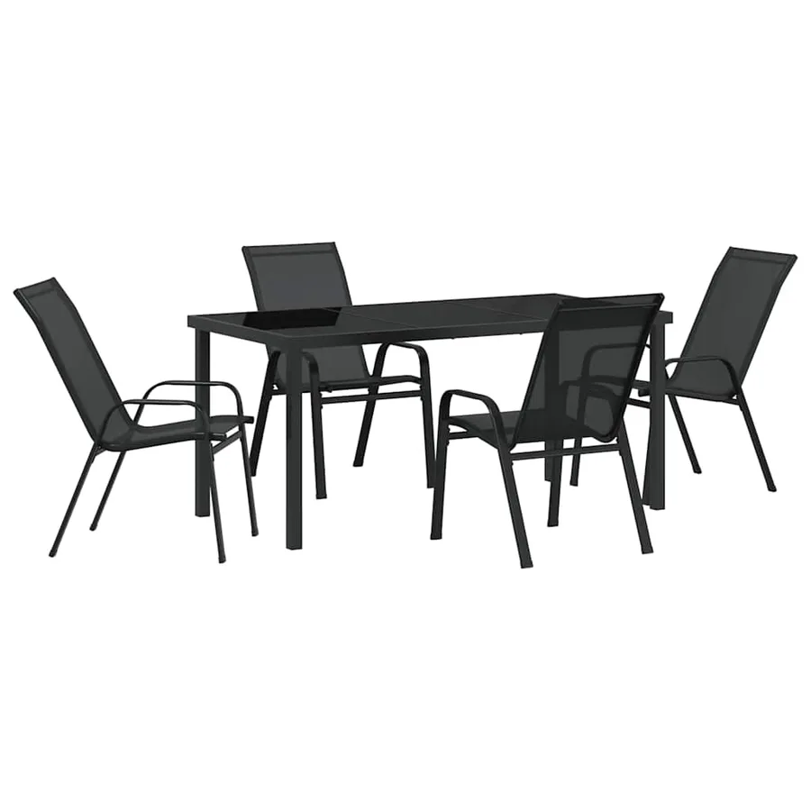 Ensemble de salle à manger pour jardin 5 pcs Noir - 2