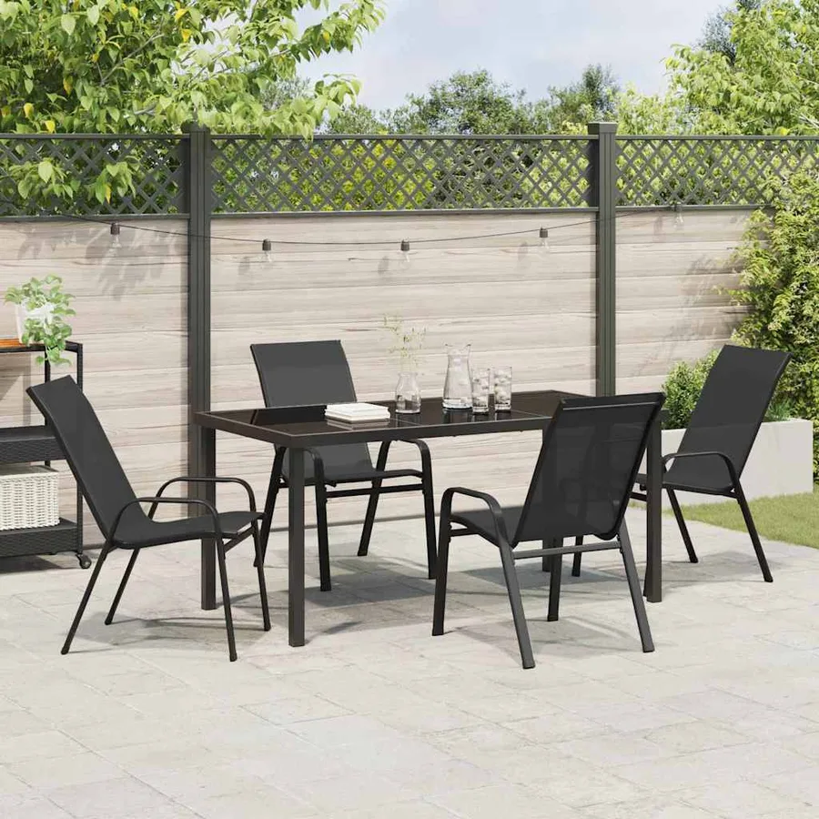 Ensemble de salle à manger pour jardin 5 pcs Noir - 4
