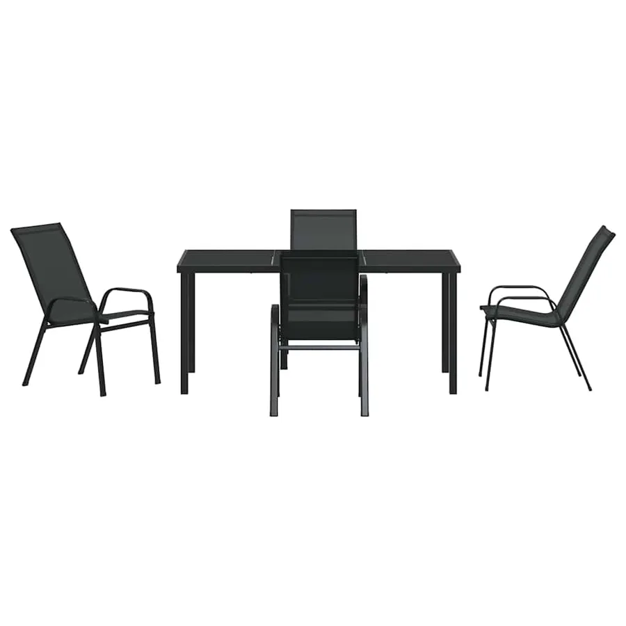 Ensemble de salle à manger pour jardin 5 pcs Noir - 7