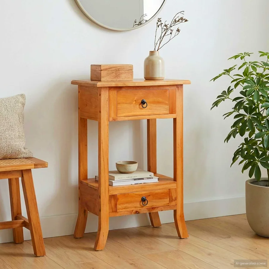 Table console avec tiroir Naturel 50,5 x 30 x 75,5 cm
