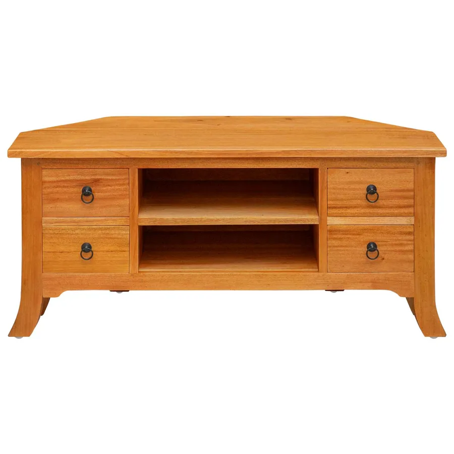 Meuble TV Naturel 100 x 40,5 x 46 cm Bois de Mahogany Massif - 5