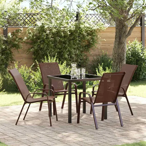 Ensemble de salle à manger pour jardin 5 pcs Marron et Noir