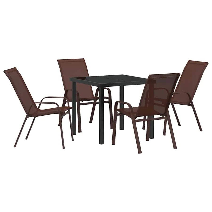 Ensemble de salle à manger pour jardin 5 pcs Marron et Noir - 2