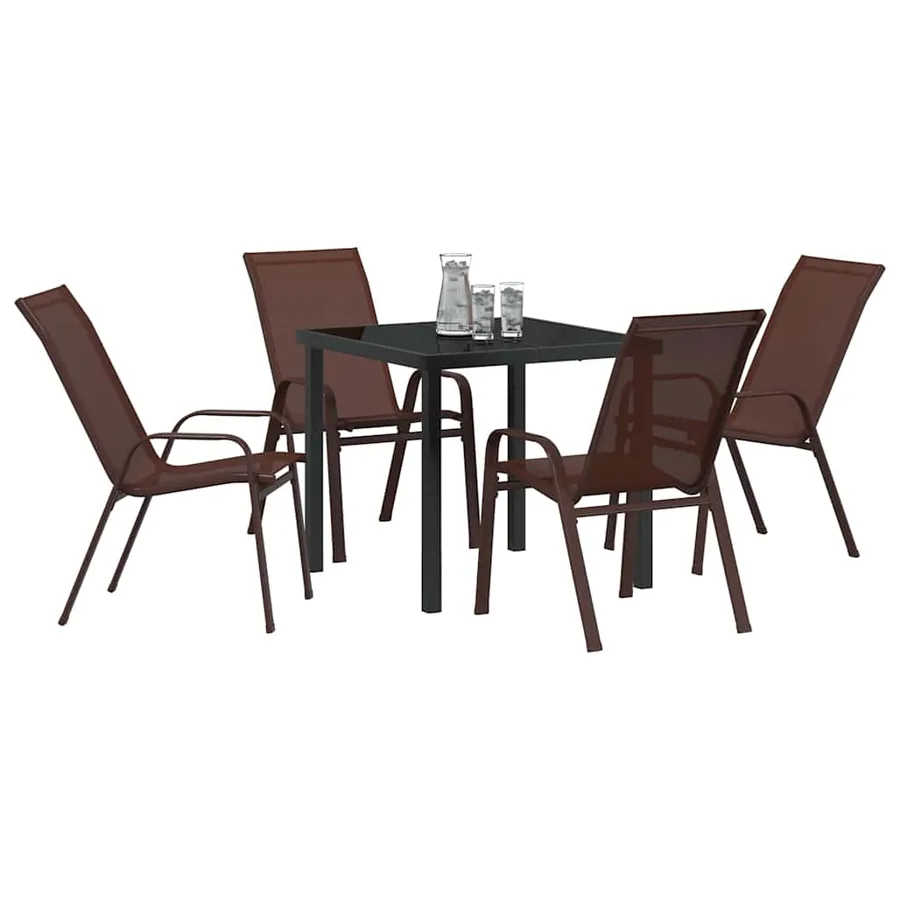 Ensemble de salle à manger pour jardin 5 pcs Marron et Noir - 3