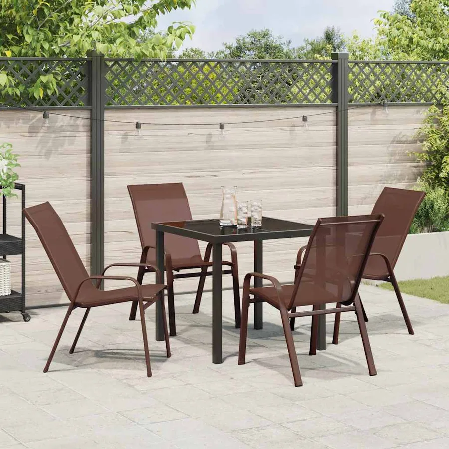 Ensemble de salle à manger pour jardin 5 pcs Marron et Noir - 4