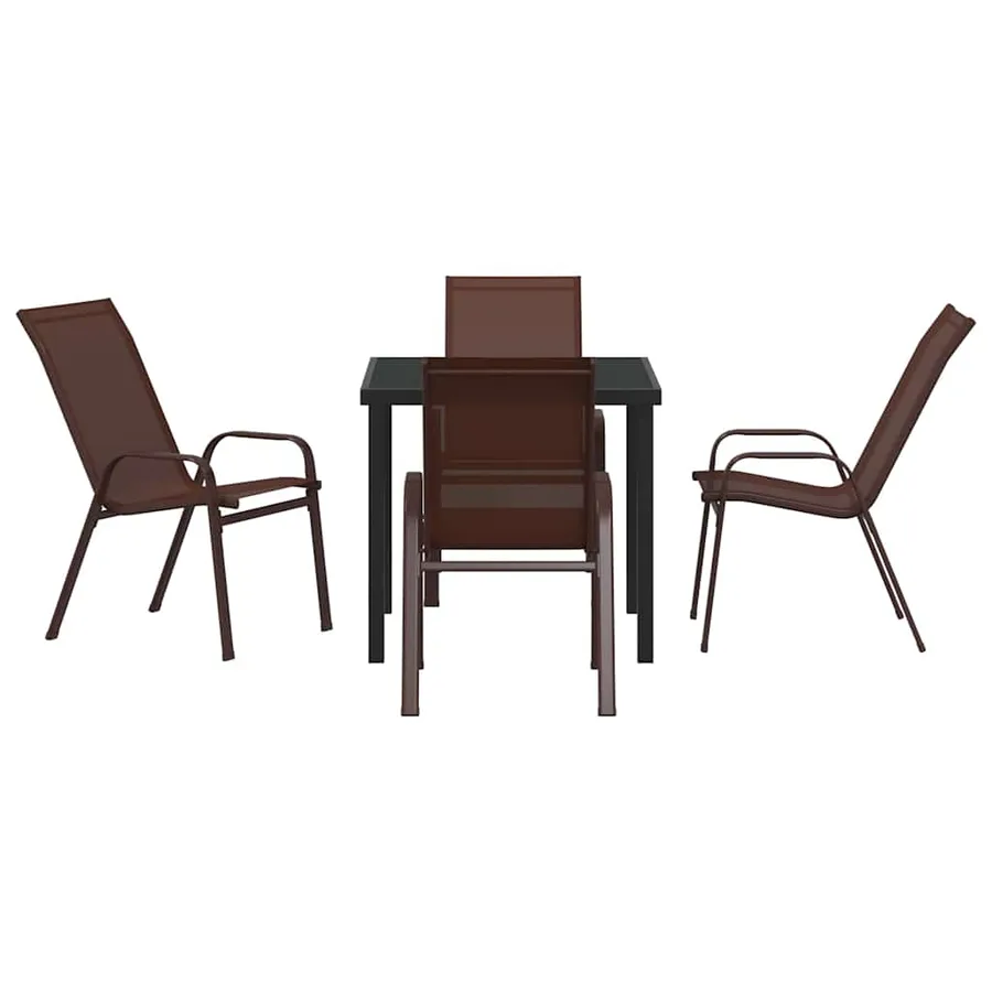 Ensemble de salle à manger pour jardin 5 pcs Marron et Noir - 7