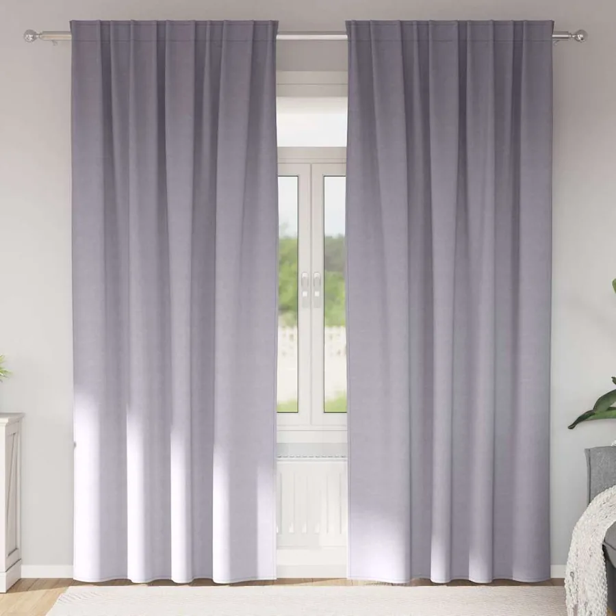 Rideaux occultants avec anneaux 2 pcs Gris métal 225 x 140 cm