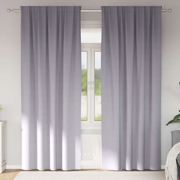 Rideaux occultants avec anneaux 2 pcs Gris métal 225 x 140 cm