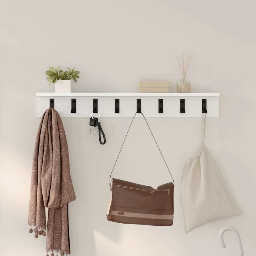 Porte-manteau mural Blanc 80 x 10,5 x 10,5 cm Bois d'ingénierie