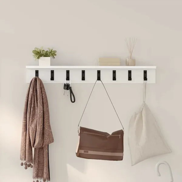 Porte-manteau mural Blanc 80 x 10,5 x 10,5 cm Bois d'ingénierie