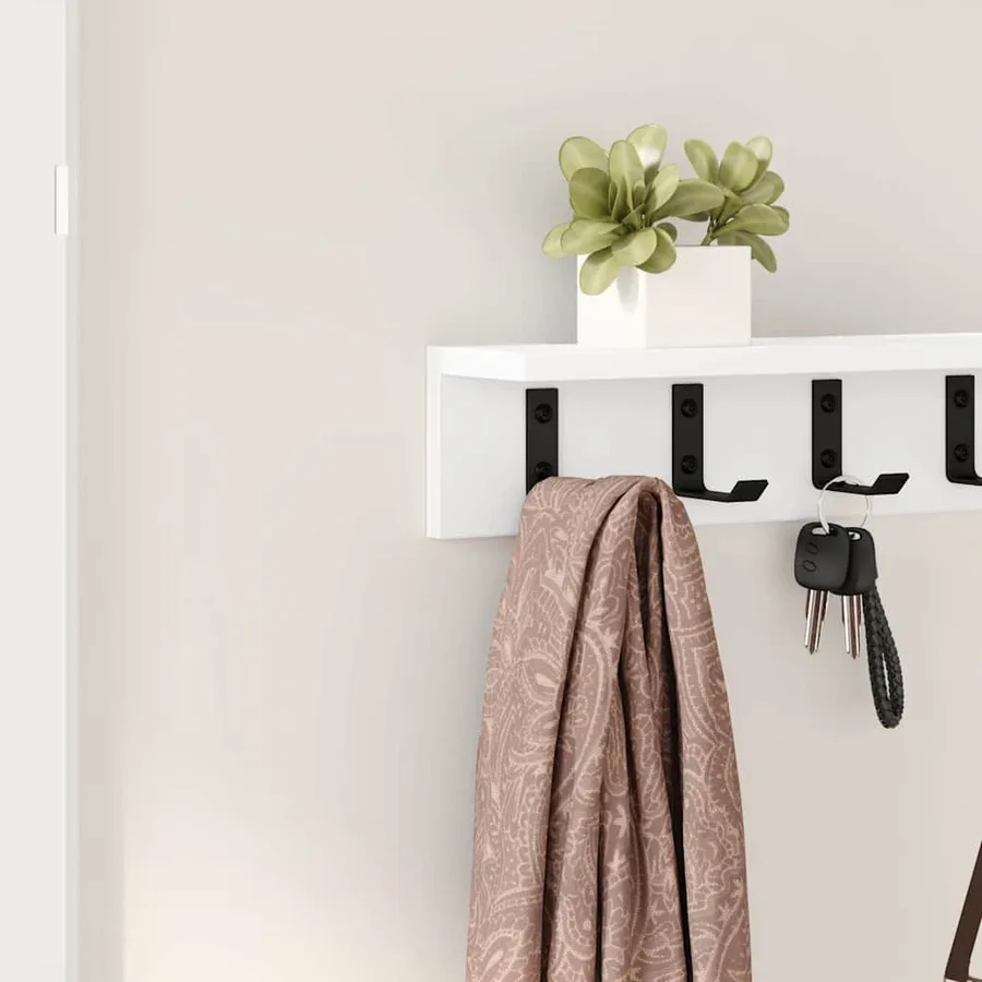 Porte-manteau mural Blanc 80 x 10,5 x 10,5 cm Bois d'ingénierie - 4