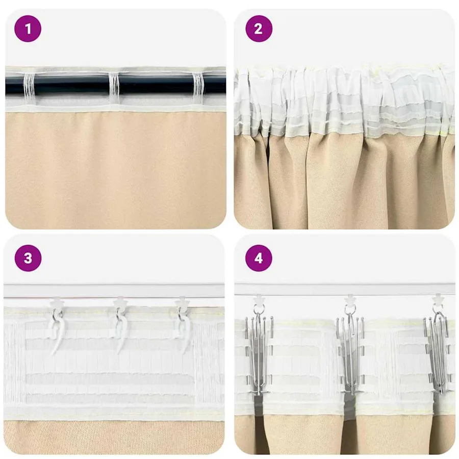 Rideaux occultants avec anneaux 2 pcs Crème 260 x 140 cm - 7