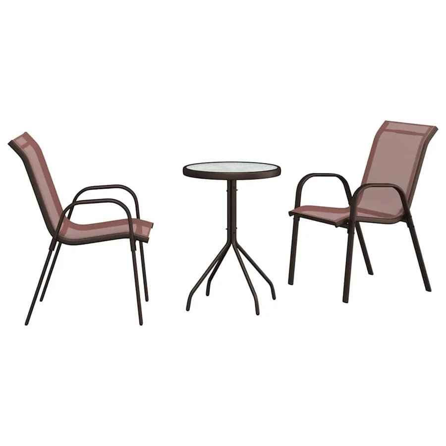 Ensemble bistro de jardin 3 pcs Marron Acier - 2