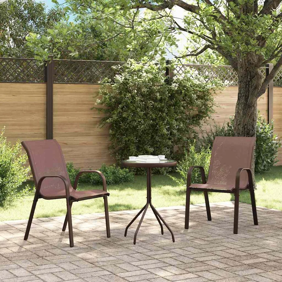 Ensemble bistro de jardin 3 pcs Marron Acier - 4