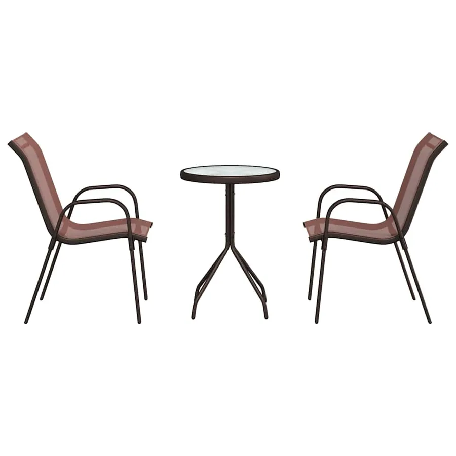 Ensemble bistro de jardin 3 pcs Marron Acier - 7