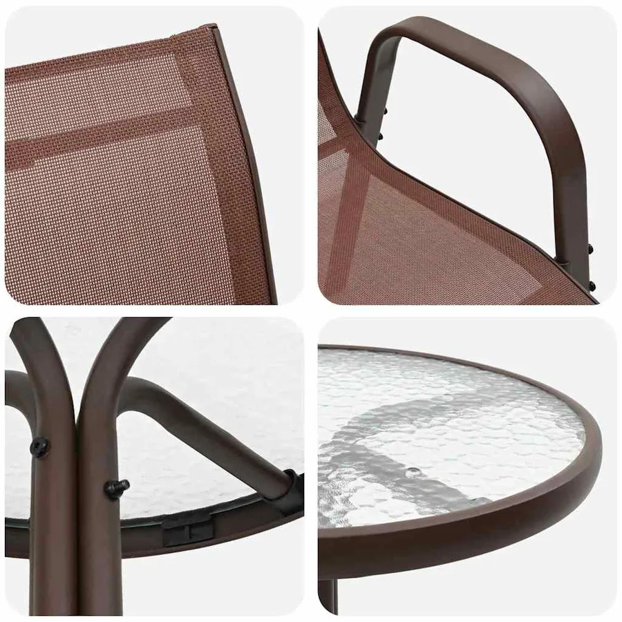 Ensemble bistro de jardin 3 pcs Marron Acier - 9