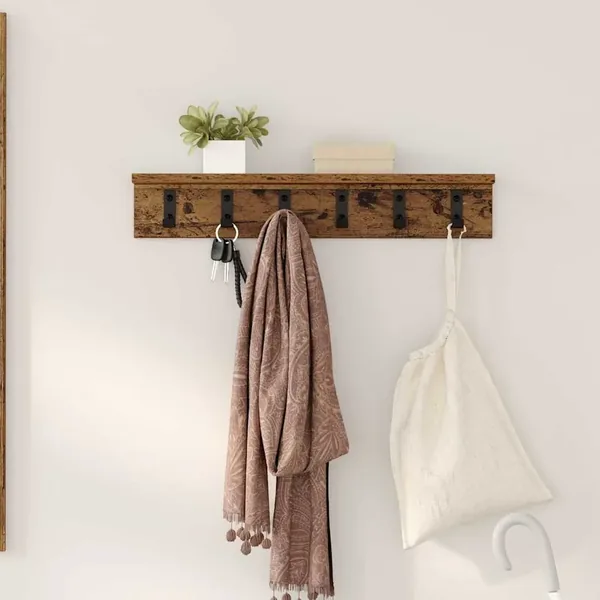Porte-manteau mural Bois ancien 60 x 10,5 x 10,5 cm