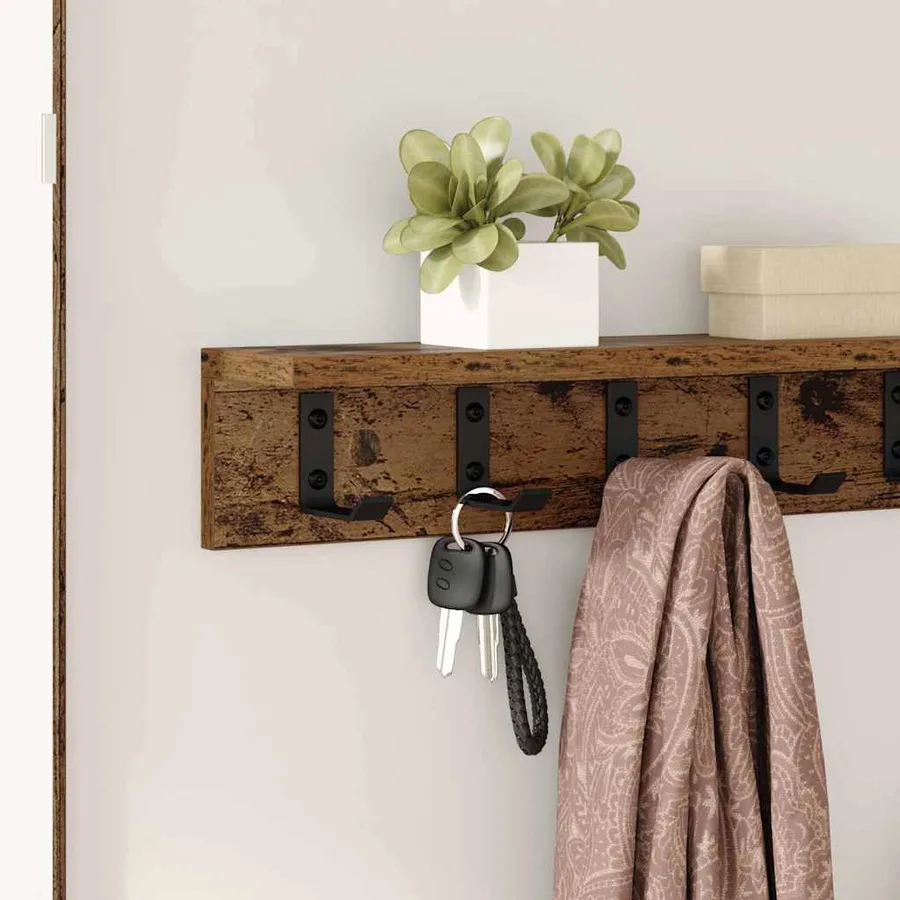 Porte-manteau mural Bois ancien 60 x 10,5 x 10,5 cm - 4