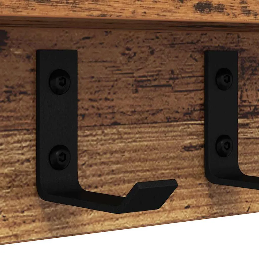 Porte-manteau mural Bois ancien 60 x 10,5 x 10,5 cm - 9