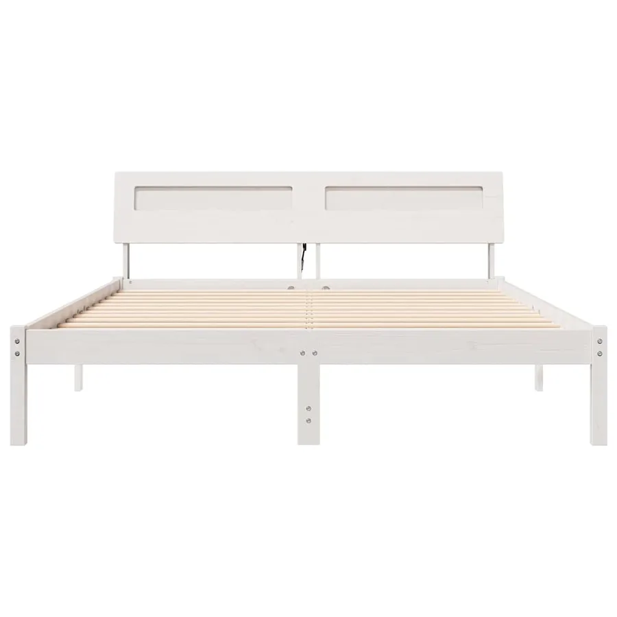 Cadre de lit avec tête de lit Blanc 140 x 200 cm Pin massif - 5