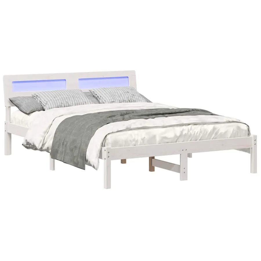 Cadre de lit avec tête de lit Blanc 120 x 190 cm Pin massif - 3