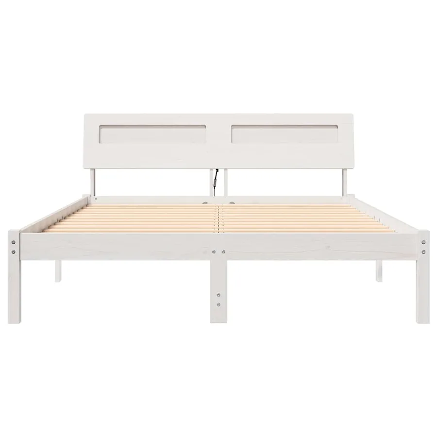 Cadre de lit avec tête de lit Blanc 120 x 190 cm Pin massif - 5