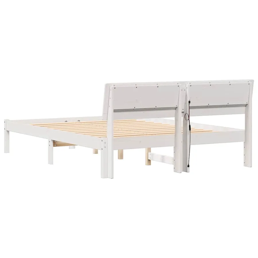 Cadre de lit avec tête de lit Blanc 120 x 190 cm Pin massif - 7