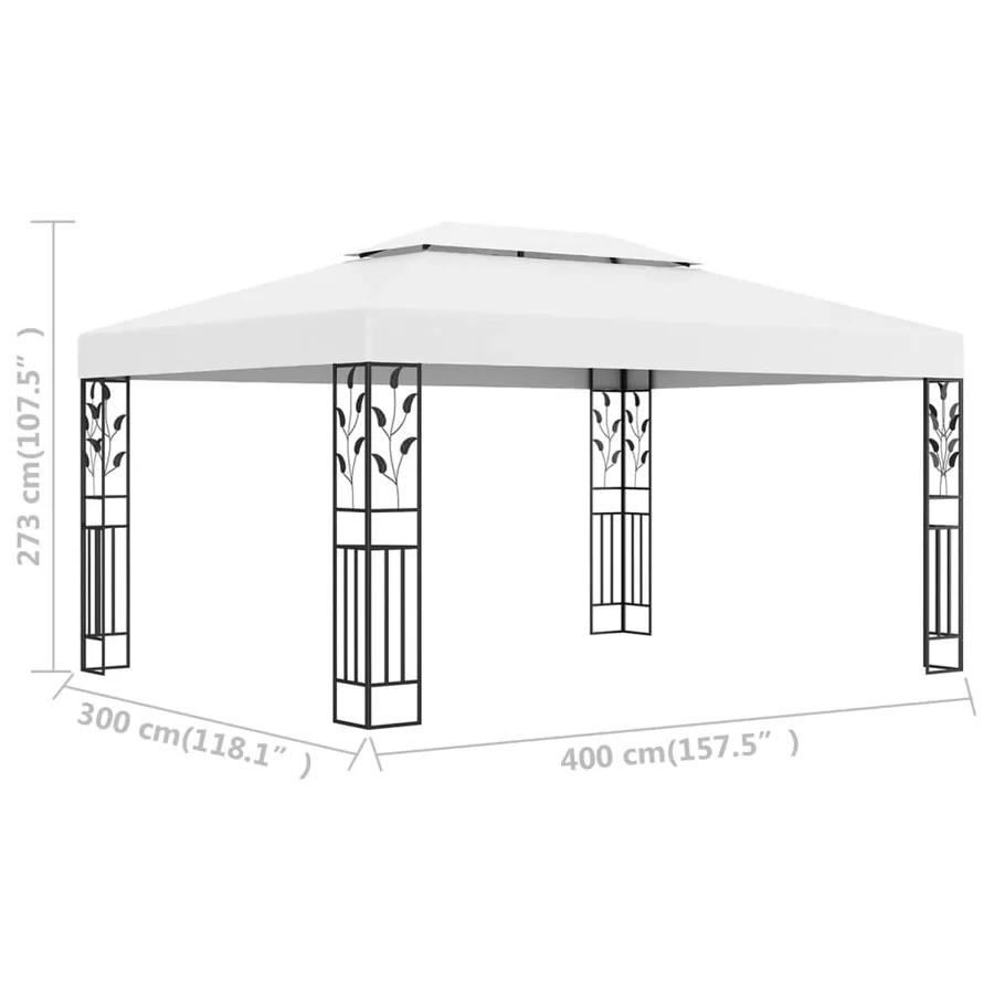Tonnelle avec double toit 3x4 m Blanc - 6