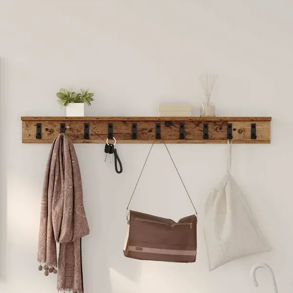 Porte-manteau mural Bois ancien 100 x 10,5 x 10,5 cm