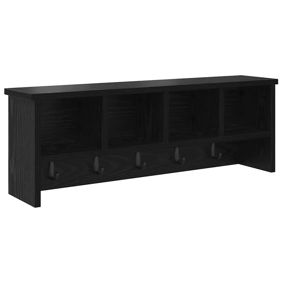 Porte-manteau mural avec étagère Chêne noir 75 x 16 x 26 cm - 2