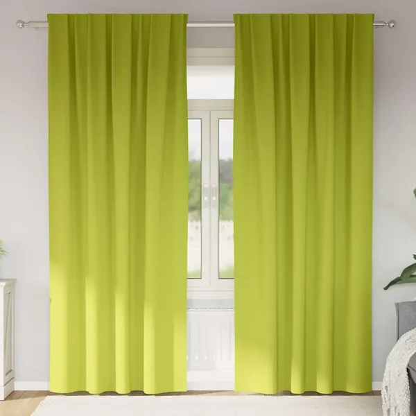 Rideaux occultants avec anneaux 2 pcs Vert 260 x 140 cm