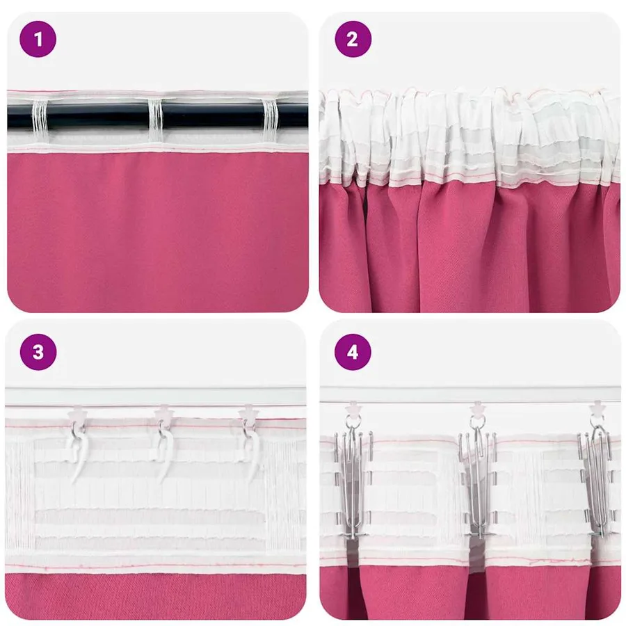 Rideaux occultants avec anneaux 2 pcs Rose vif 245 x 140 cm - 7