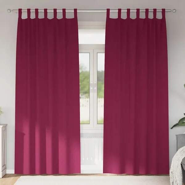 Rideaux occultants avec anneaux 2 pcs Bordeaux 260 x 140 cm