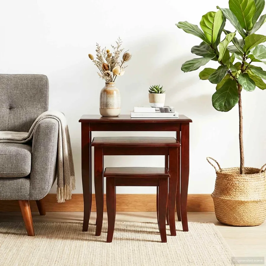 Tables d'appoint emboîtables 3 pcs Marron