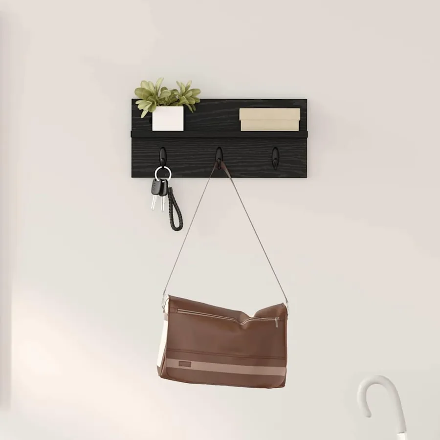 Porte-manteau mural Montage mural Chêne noir 40 x 10,5 x 18 cm