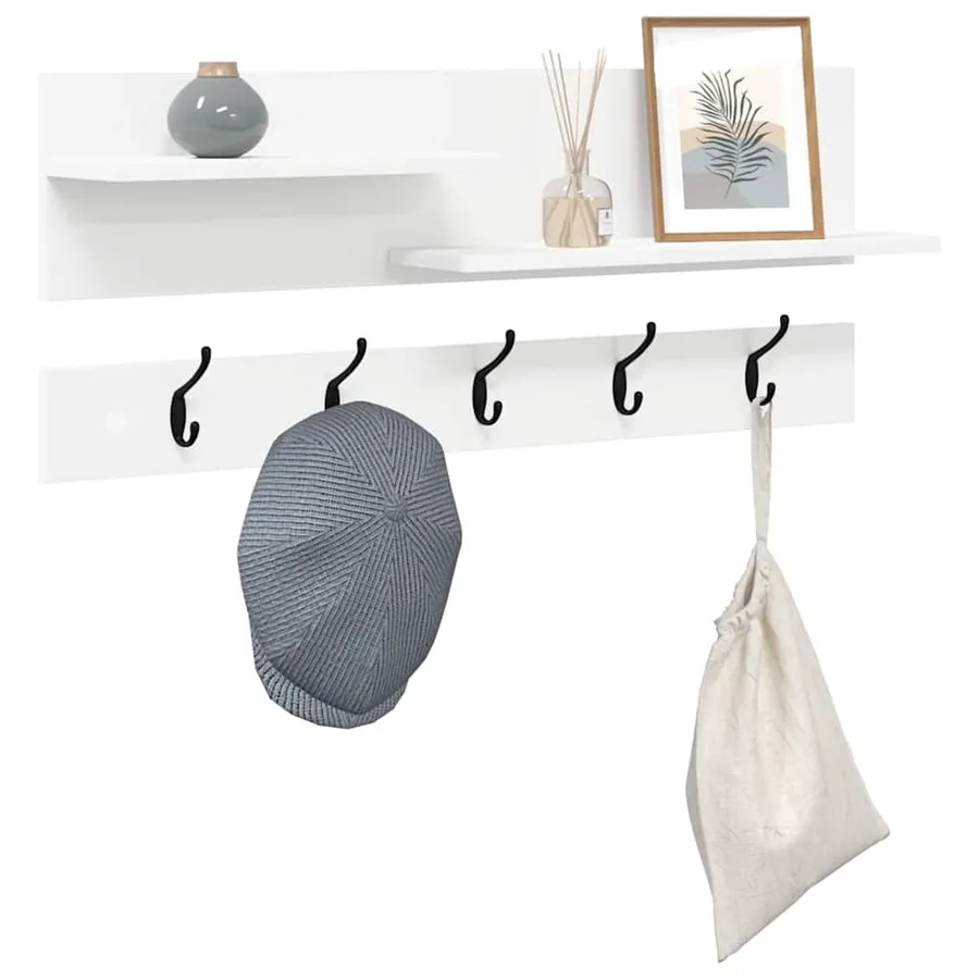 Porte-manteau mural Blanc 90 x 15 x 36 cm Bois d'ingénierie - 3